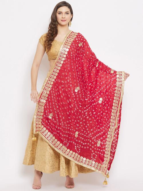 red silk blend dupatta - 18163463 - Very Small Image - 1