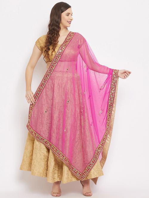 magenta net dupatta - 18163465 - Very Small Image - 1