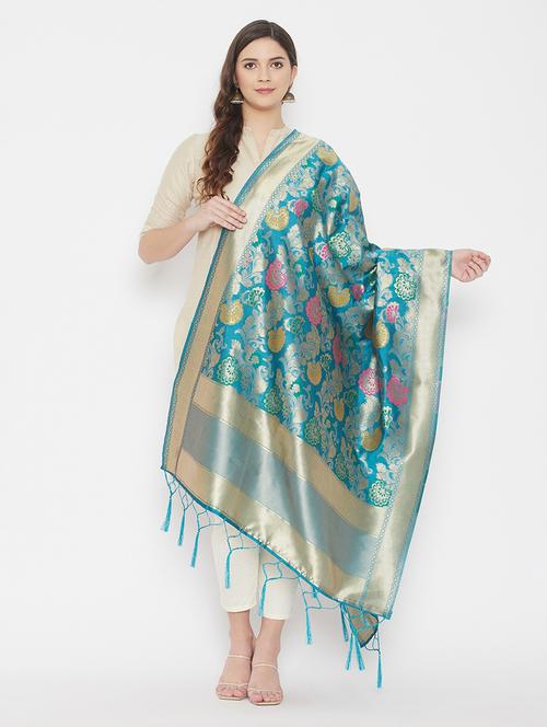 floral banarasi dupatta - 18163469 - Very Small Image - 1