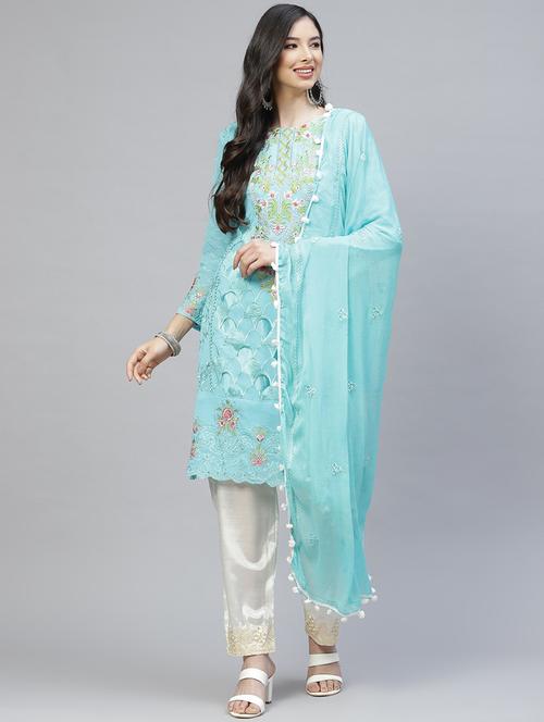 embroidered unstitched suit set - 18164485 - Very Small Image - 1