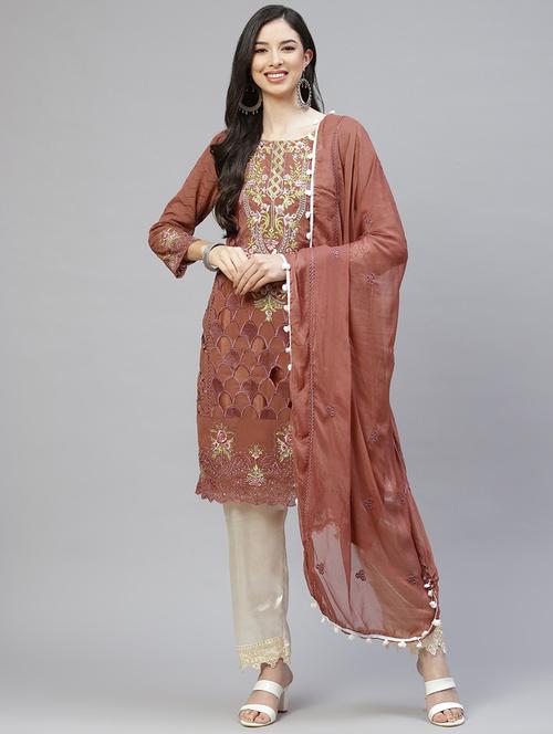 embroidered unstitched suit set - 18164489 - Very Small Image - 1