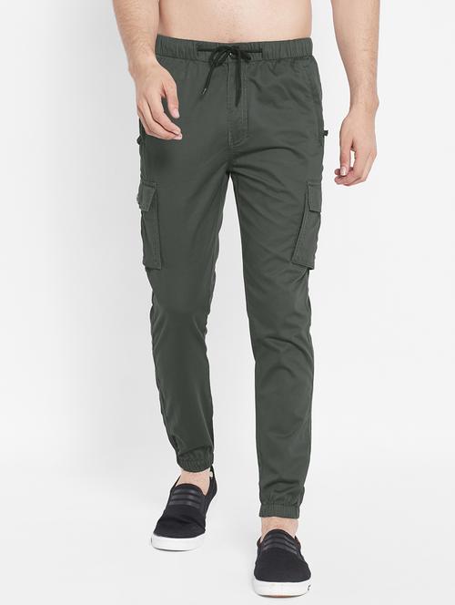 olive green solid jogger - 18164515 - Very Small Image - 1