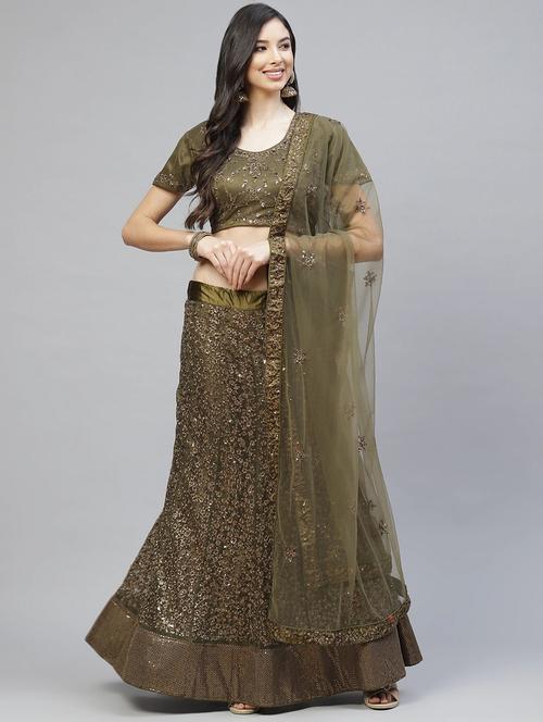green net flared lehenga - 18164564 - Very Small Image - 1