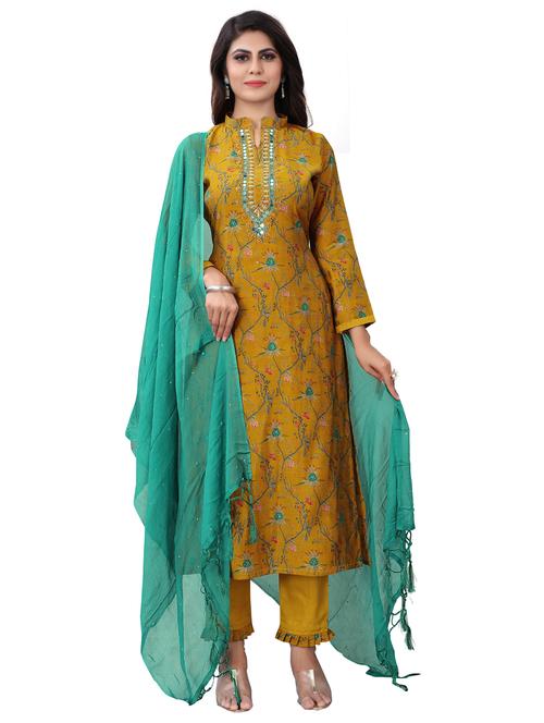 embroidered unstitched suit set - 18165066 - Very Small Image - 1