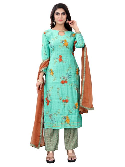 embroidered unstitched suit set - 18165068 - Very Small Image - 1