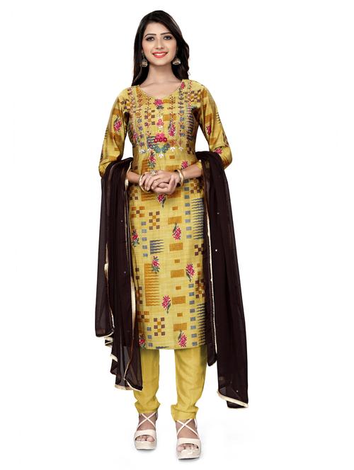 embroidered unstitched suit set - 18165071 - Very Small Image - 1