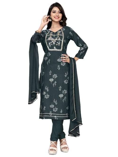 embroidered unstitched suit set - 18165104 - Very Small Image - 1