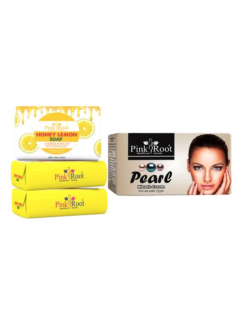 pink root honey lemon soap 100gm (pack of 3) with pink root pearl bleach 250gm - 18165798 - Very Small Image - 1