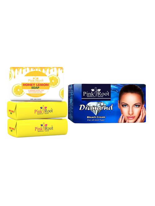 pink root honey lemon soap 100gm (pack of 3) with pink root diamond bleach 50gm - 18165806 - Very Small Image - 1