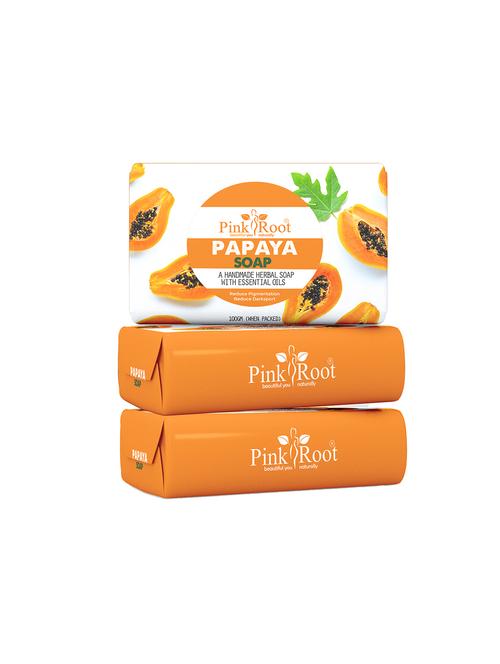 pink root papaya soap 100gm (pack of 3) with pink root aloe vera mask 500ml - 18165818 - Very Small Image - 1