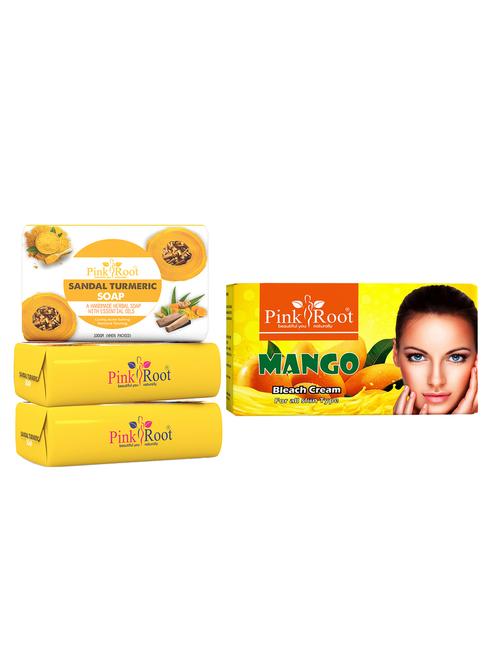 pink root sandal turmeric soap 100gm (pack of 3) with pink root mango bleach 50gm - 18166189 - Very Small Image - 1