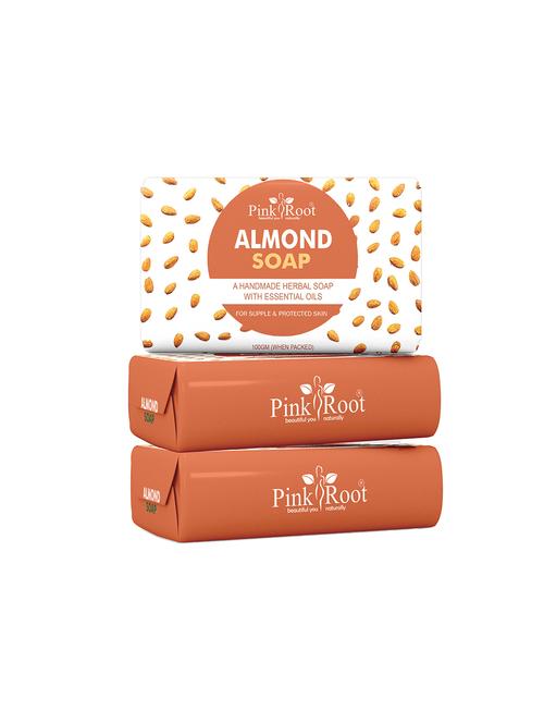 pink root almond soap 100gm (pack of 3) with pink root de-tan scrub 500ml - 18166442 - Very Small Image - 1