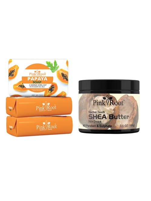 pink root papaya soap 100gm (pack of 3) with pink root shea butter cream 100gm - 18166638 - Very Small Image - 1