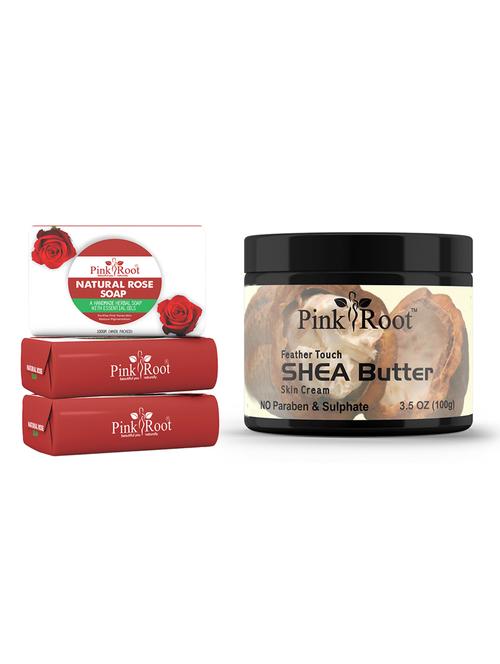 pink root natural rose soap 100gm (pack of 3) with pink root shea butter cream 100gm - 18166830 - Very Small Image - 1