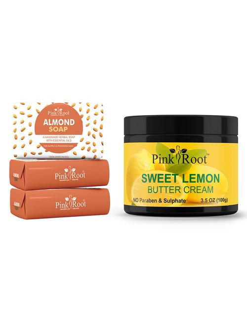 pink root aloevera soap 100gm (pack of 3) with pink root sweet lemon cream 100gm - 18167050 - Very Small Image - 1