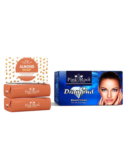 pink root aloevera soap 100gm (pack of 3) with pink root diamond bleach 250gm - 18167058 - Very Small Image - 1