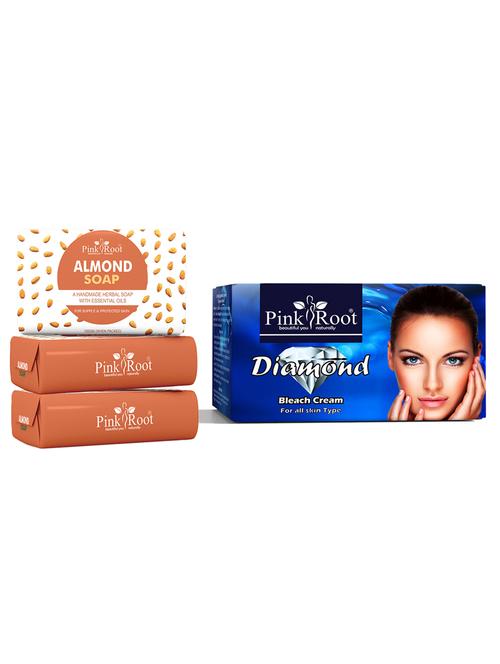 pink root aloevera soap 100gm (pack of 3) with pink root diamond bleach 50gm - 18167098 - Very Small Image - 1