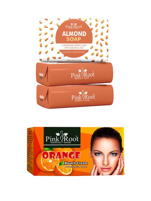 pink root almond soap 100gm (pack of 3) with pink root orange bleach 250gm - 18167420 - Very Small Image - 1
