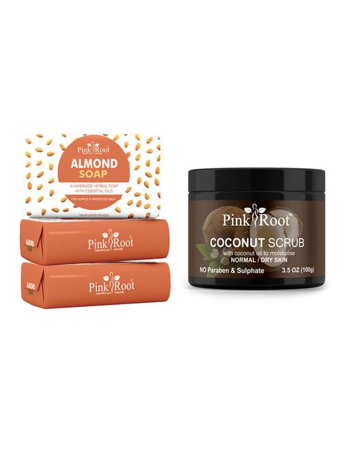 pink root aloevera soap 100gm (pack of 3) with pink root coconut scrub 100gm - 18167590 - Very Small Image - 1