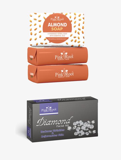 pink root aloevera soap 100gm (pack of 3) with pink root diamond facial kit - 18167619 - Very Small Image - 1