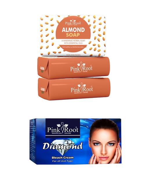 pink root aloevera soap 100gm (pack of 3) with pink root diamond bleach 50gm - 18167626 - Very Small Image - 1