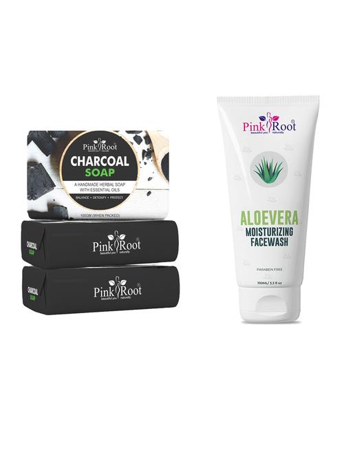 pink root honey oatmeal soap 100gm (pack of 3) with pink root aloe vera moisturizing face wash 100ml - 18167715 - Very Small Image - 1