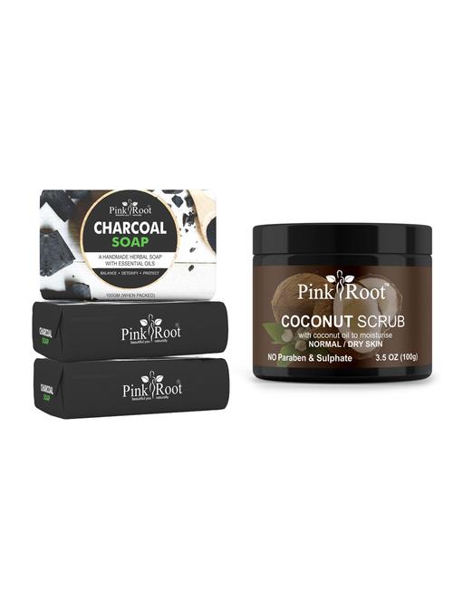 pink root honey oatmeal soap 100gm (pack of 3) with pink root coconut scrub 100gm - 18167770 - Very Small Image - 1