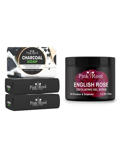 pink root honey oatmeal soap 100gm (pack of 3) with pink root english rose scrub 100gm - 18167773 - Very Small Image - 1