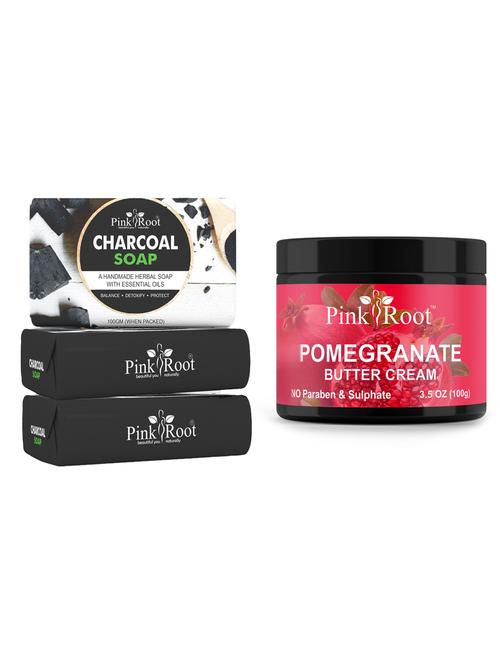 pink root honey oatmeal soap 100gm (pack of 3) with pink root pomegranate cream 100gm - 18167779 - Very Small Image - 1