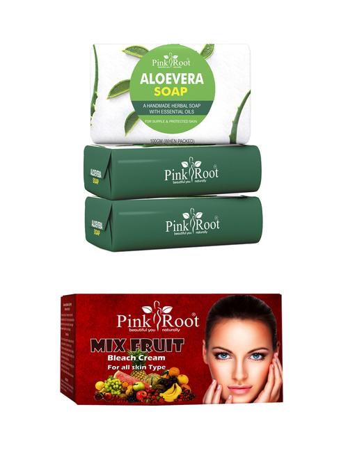 pink root charcoal soap 100gm (pack of 3) with pink root mix fruit bleach 50gm - 18167826 - Very Small Image - 1