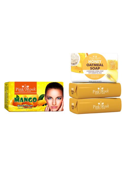 pink root kojic soap 100gm (pack of 3) with pink root mango bleach 50gm - 18168207 - Very Small Image - 1