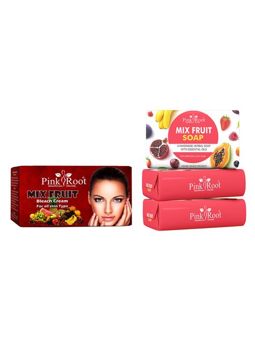 pink root mix fruit soap 100gm (pack of 3) with pink root mix fruit bleach 250gm - 18168377 - Very Small Image - 1