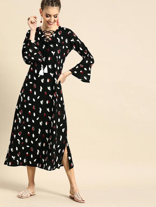 printed laced-up straight maxi dress - 18168794 - Very Small Image - 1
