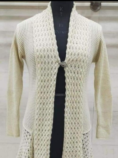 women's woolen shrugs cream color - 18169118 - Very Small Image - 1