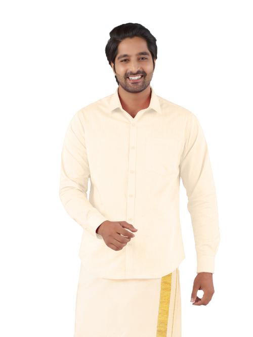 latest gold men's pure cotton shirt - 18169389 - Very Small Image - 1