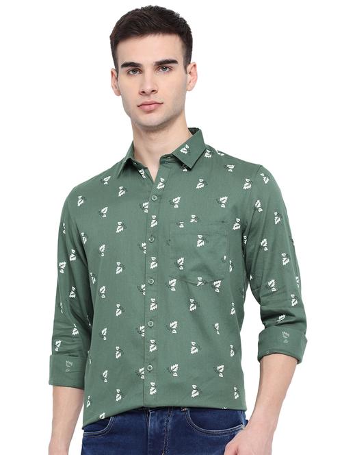green printed casual shirt - 18169442 - Very Small Image - 1