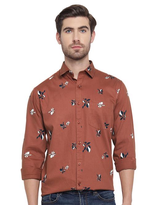 orange printed casual shirt - 18169451 - Very Small Image - 1