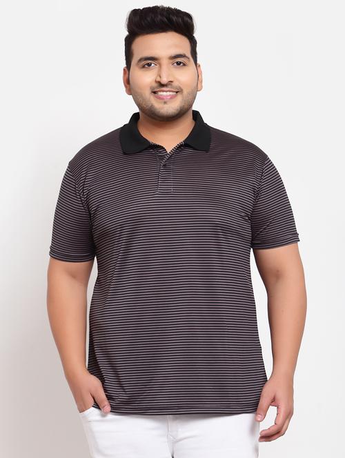 taupe striped polo t-shirt - 18170360 - Very Small Image - 1