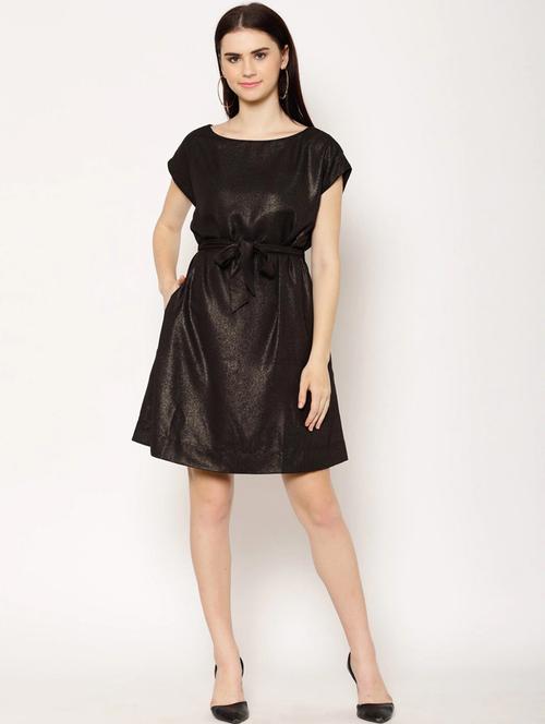 tie front solid a-line dress - 18170392 - Very Small Image - 1
