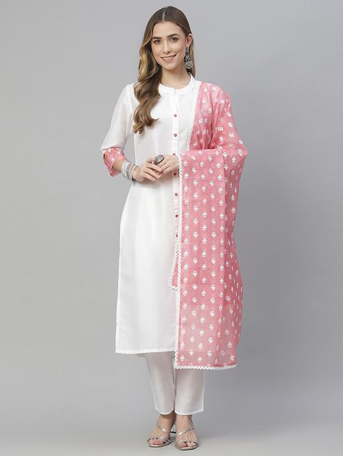 white art silk suit set - 18170450 - Very Small Image - 1