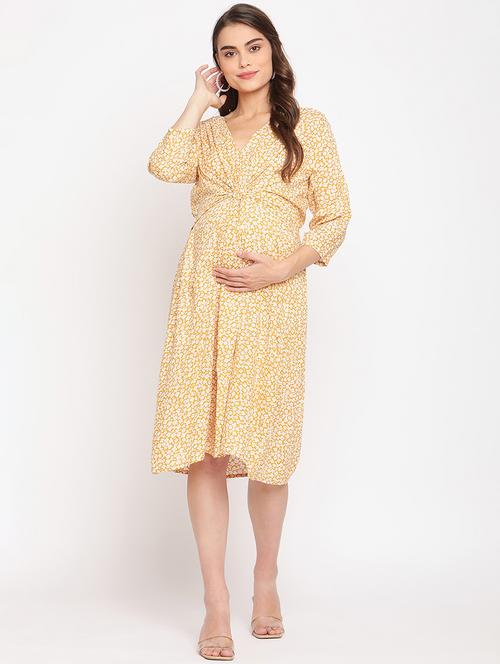 yellow rayon maternity wear - 18170886 - Very Small Image - 1