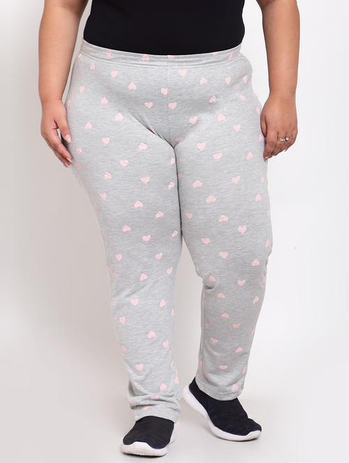 grey printed plus track pant - 18171244 - Very Small Image - 1