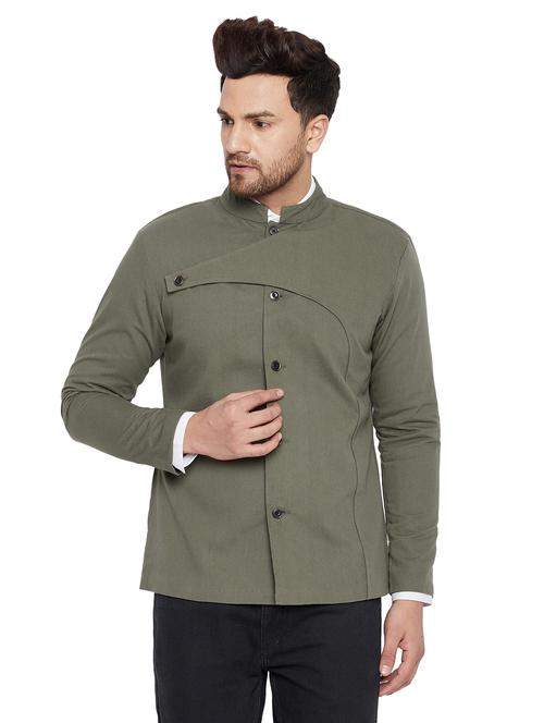 olive green solid casual blazer - 18171338 - Very Small Image - 1