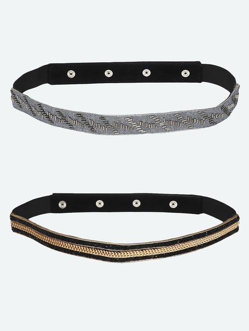 silver, gold & black embellished belt combo (pack of 2) - 18171987 - Very Small Image - 1