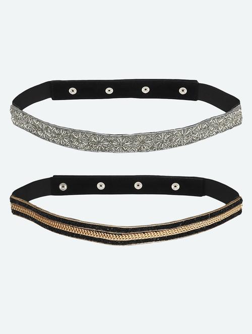 silver & gold sequin beaded belt combo (pack of 2) - 18171990 - Very Small Image - 1