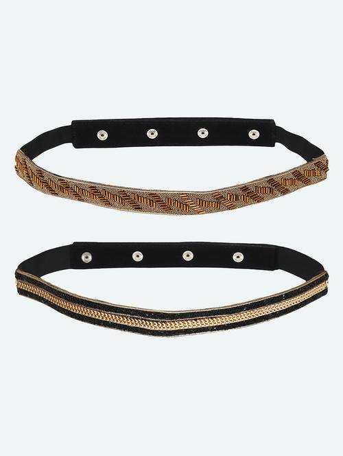 golden and black embellished belt combo (pack of 2) - 18171993 - Very Small Image - 1