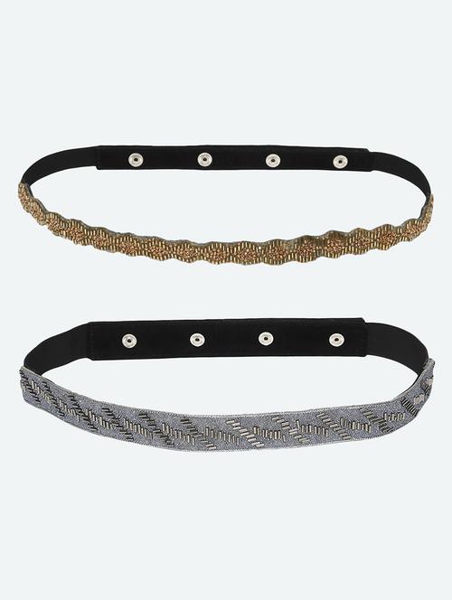 ornate gold-gray embellished belt combo(pack of 2) - 18172004 - Very Small Image - 1