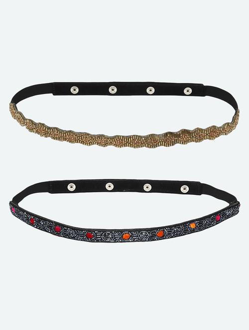 ornate gold- black beaded belt combo (pack of 2 - 18172009 - Very Small Image - 1