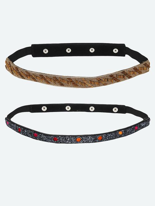 ornate gold- black embellished belt combo (pack of 2) - 18172011 - Very Small Image - 1
