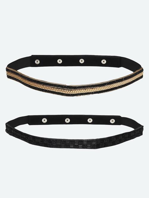 embellished gold-black women belt combo (pack of 2) - 18172024 - Very Small Image - 1